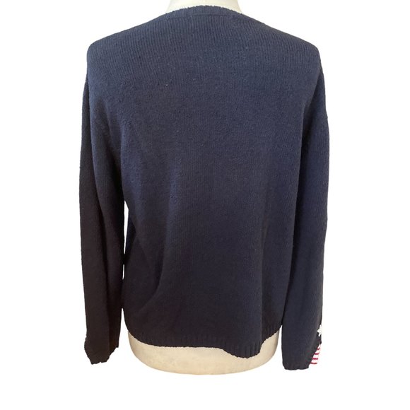 Monterey Bay Patriotic Nautical Stripes Crochet Stars Slub Cotton Sweater-M - Picture 10 of 13